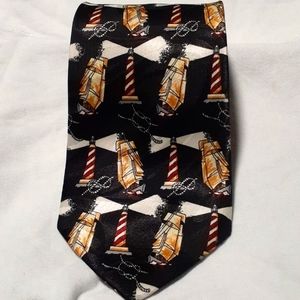 Steven Harris lighthouse sailboats nautical theme men's neck tie